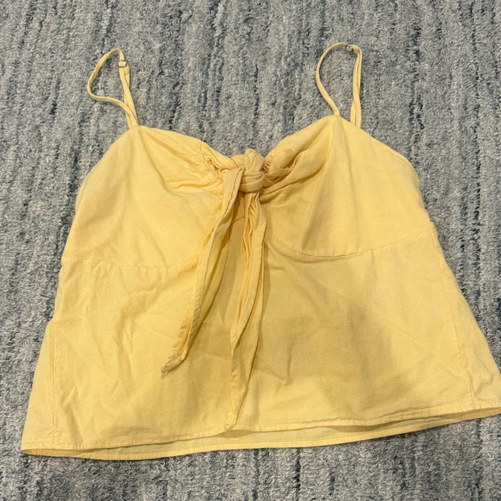 Brandy Melville Yellow Tie-Front Spaghetti Strap Women's Top